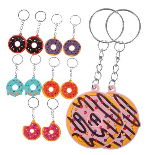 Toyvian 12st Donuts Schlüsselanhänger Einziehbar Zubehör Taschenanhänger Ringe Donut-anhänger Donut-taschen Donut-schlüsselring Kette Schmuck Charme Donut-schlüsselanhänger Geldbörse Pvc von Toyvian