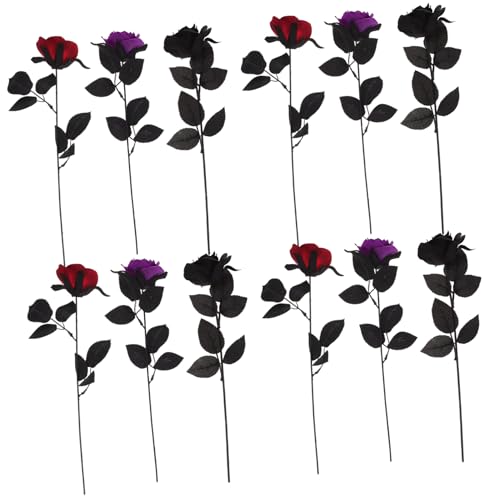 Toyvian 12st Künstliche Rose Mit Augäpfeln Halloween-blumendekor Halloween-dekor Halloween-blumenstrauß Gefälschte Schwarze Rose Blumen Künstlich Halloween-küchendekoration Abs von Toyvian