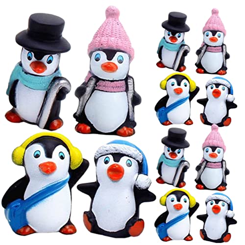 Toyvian Penguin 12st Winter-pinguin-ornament Minifiguren Pinguin Pinguin Weihnachtsschmuck Pinguinfiguren Pummelige Pinguine Mini-figuren Dekorationen Für Aquarien Vinyl Hocken Tasche von Toyvian