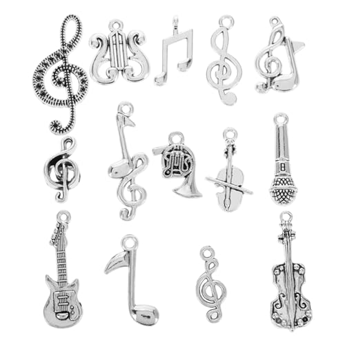 Toyvian 14st Musikzubehör Violine Charme Geigenanhänger Verzierungen Mit Musiknoten Anhänger Für Musikinstrumente Musiknoten-schmuck Gitarrenanhänger Gitarren-Charme Silver Metall von Toyvian