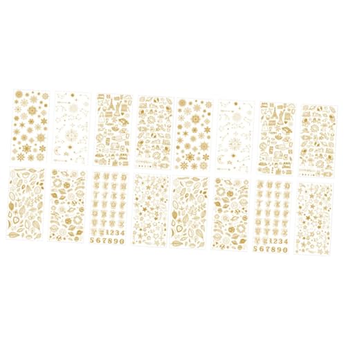 Toyvian 16 Blätter Selbstklebende Aufkleber DIY-Aufkleber Kreis Aufkleber Scrapbooking Sticker Scrapbook Stickers Aufkleber mit Goldprägung kreative tagebuchaufkleber Golden von Toyvian