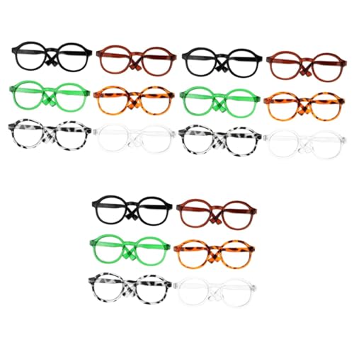 Toyvian 18 STK Puppenbrille Puppenmode Miniaturbrillen Puppenständer Puppenaugen Miniatur-Brille Lesebrille für Puppen Puppe verkleiden Zubehör Brillenrequisiten zum Anziehen Plastik von Toyvian