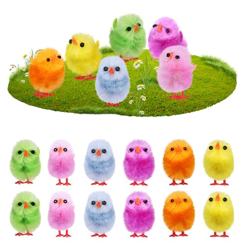 Toyvian 18 Stück Mini-Osterküken 1. 18 Zoll Bunte Kleine Flauschige Küken Kleine Flauschige Kleine Küken Für Partygeschenke Ostereierfüller Osterkörbchenfüller von Toyvian