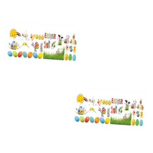 Toyvian 2 Blätter Osteraufkleber easter bunny ostereierfarbe easter decoration Ostern Wandsticker easter egg Häschen-Aufkleber Hase wandtattoo ostern Osterfensteraufkleber von Toyvian