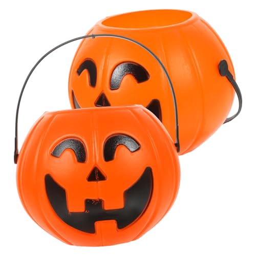 Toyvian 2 Pcs Halloween Tragbare Kürbis Eimer mit 17Cm Kinder Trick Oder Behandeln Süßigkeiten Korb von Toyvian