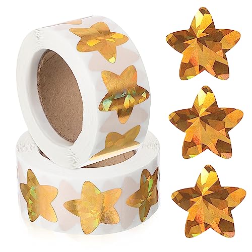 Toyvian 2 Rollen Stern-Klebeaufkleber belohnungssticker scheckheft Scrapbooking-Sticker bastelzeug Kartendekoration goldene Sternabziehbilder Sterne-Aufkleber PVC selbstklebend von Toyvian