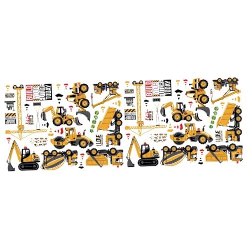 Toyvian 2 Sätze Lkw-wandtattoos Kinderzimmer Wanddeko Wandpolsterung Kinderzimmer Baggeraufkleber Konstruktionsspielzeug Aufkleber Cartoon-wandaufkleber Yellow 5 Stück * 2 von Toyvian