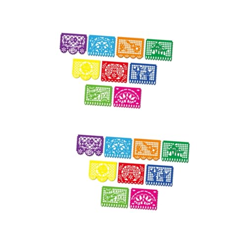 Toyvian 2 Sätze Mexikanische Party Latte Art Mexikanische Partygirlande Mexikanische Partydekorationen Papel Picado Mexicano Banner Mexikaner Plastik Hängend Blumen Aus Papier Geschnitten von Toyvian