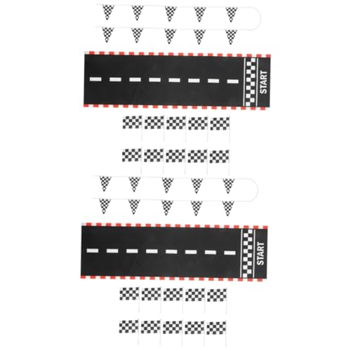 Toyvian 2 Sätze Rennstreckendekoration Rennstrecke Dekoration Handfahnen für Rennveranstaltungen Autorennbahn Party Zubehör partyzubehör Rennflaggen Autos Partydekorationen Renndekor Stoff von Toyvian