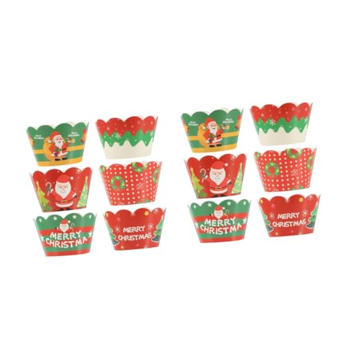 Toyvian 2 Sätze Weihnachtsdekorationsrand Cupcake Ständer Essbare Weihnachts Cupcake Förmchen Osterkuchendekorationen Muffin Grün Weihnachtsdeko Party Cupcake Dekoration 6 Stück * 2 von Toyvian