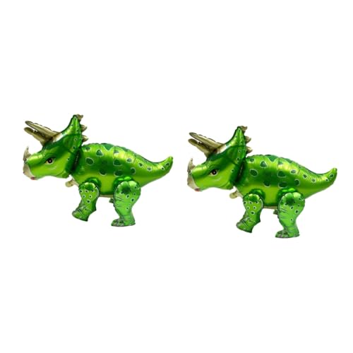 Toyvian 2 Stk Dinosaurier-Aluminium-Membran-Ballon Partyballons Dschungelballon Heliumballon luftbalondeko party sachen Triceratops-Ballon Stehender Dinosaurier-Ballon Aluminiumfolie Green von Toyvian