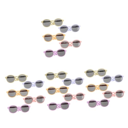 Toyvian 20 STK Puppenbrille Mini-Puppen-Brille Miniatur-puppenhaus-Brille Puppe Sonnenbrille Haustierbrillen Katzenbrille Miniatur-Brille Für Puppe Retro-Vintage-Sonnenbrille Plastik von Toyvian