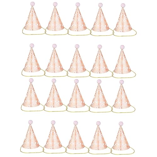 Toyvian 20 Stk Geburtstagshut kegelförmige Partyhüte aus Roségold Partyhut für Kinder Tiara Kinder Erwachsene Geburtstagsfeier Mütze Kopfbedeckung für Geburtstagsfeiern für Erwachsene Eis von Toyvian