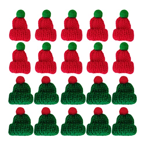 Toyvian 20 Stück Weihnachts-Mini-Weihnachtsmütze zum Basteln Winzige Weihnachts-Strickmütze für Puppen Kleine Weihnachtsmützen zum Basteln Flaschendekoration Weihnachtsdekoration von Toyvian