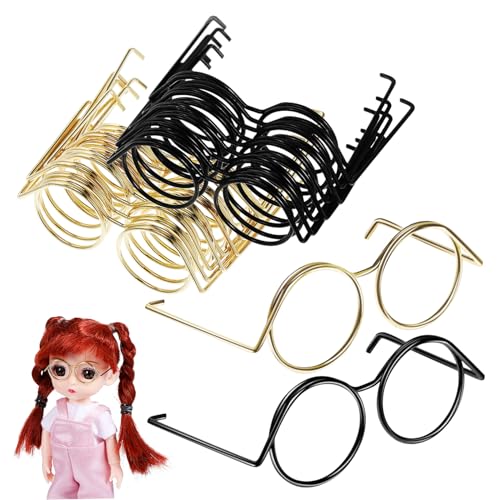 Toyvian 20St Puppenbrille Pats-Armbänder für hochwertige Griffe Zauberstab Puppen Kleidung für puppenkleidung Spielzeuge Glas zum Basteln metallische Gläser Kupfer von Toyvian