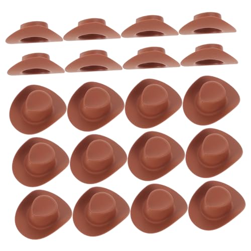 Toyvian 20st Mini-cowboyhut Puppenhüte Kleiner Hut Kleine Puppenhüte Miniaturhüte Kleiner Miniaturhut Miniatur-puppenhüte Brown Plastik von Toyvian