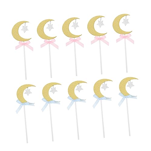 Toyvian Kuchen Topper 20 Stücke Mond und Sterne Decor Cupcake Topper Sicher für von Toyvian