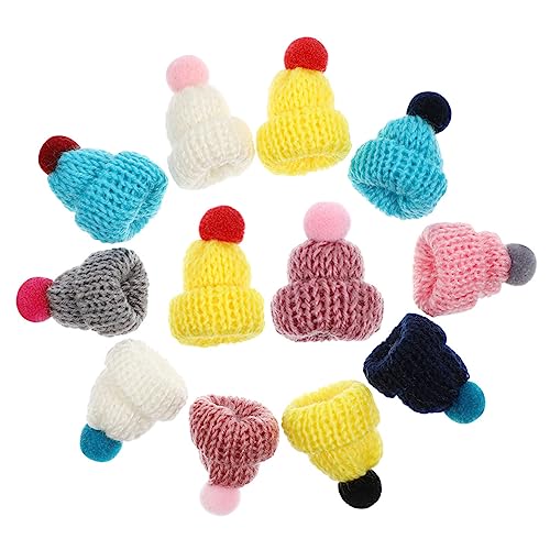 Toyvian 24 STK Mini-Hut Kleine Weihnachtsmütze Lutscher-süßigkeitshüte Fingerhüte Mini Zarte Miniaturhüte Kawaii Miniaturhüte Verschleißfeste Puppenhüte Miniaturhüte Aus Wollgarn Stricken von Toyvian