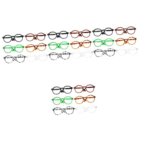 Toyvian 24 STK Puppenbrille Mini-Puppen-Sonnenbrille Puppe Verkleidet Brille Katzen-Sonnenbrille Puppenmode Miniaturbrillen Puppe verkleiden Zubehör Brillen zum Anziehen der Puppe Plastik von Toyvian