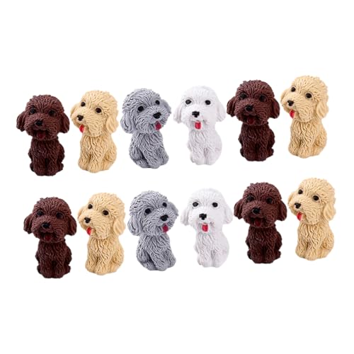 Toyvian 24st Welpe Radiergummi Welpen Radiergummis Plüsch Mini-radierer Ausgestopfter Hund Figur Hundetiere Radiergummis in Hundeform Tierspielzeug Hundewelpen-kuchenaufsatz Lustig Pudel von Toyvian