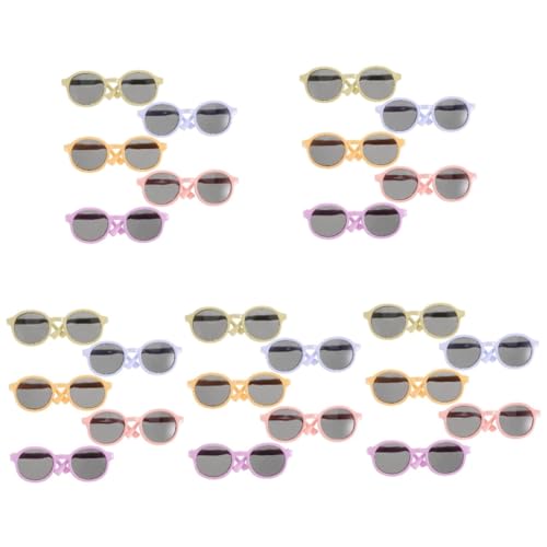 Toyvian 25 STK Puppenbrille Puppenhaus-Sonnenbrille Minibrille Für Puppen Runde Drahtgläser Mini-Sonnenbrille Für Puppen Mini-gläser Zum Basteln Puppen Mini-Brille Haustierbrillen Plastik von Toyvian