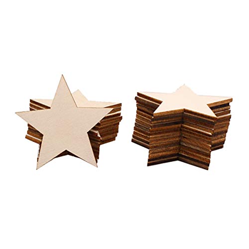 Toyvian 25 Stücke Holzsterne Holz Stern Holzscheiben zum Basteln und Bemalen DIY Baumschmuck Baumscheiben Naturholzscheiben Hochzeit Streudeko Tischdeko für Weihnachtsbaum Deko 5cm von Toyvian