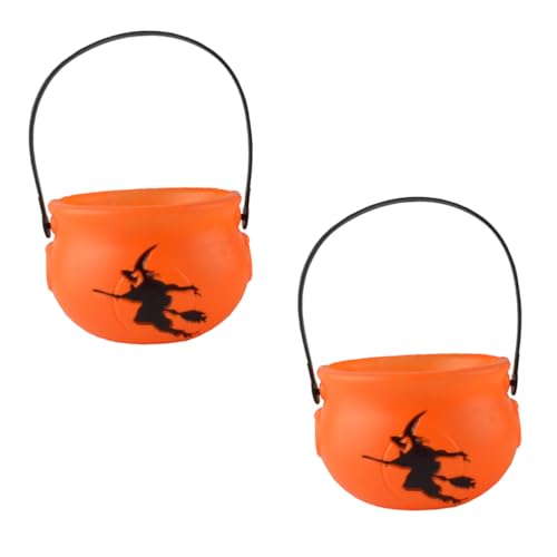 Toyvian 2St Halloween Hexeneimer Bonbonformen Halloween-Partydekorationen Halloween-Partygeschenke Halloween Party Deko kürbis Eimer Halloween Cosplay -Requisite Kürbisfass Plastik Orange von Toyvian