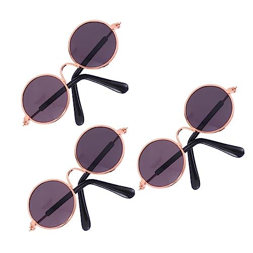 Toyvian 2St Mini-Brille Retro-Sonnenbrille Puppenzubehör Haustier Sonnenbrille Träger tierkostüme Puppen Kleidung Photo Hund Brille Puppe Sonnenbrille Requisiten Kunststoff Black von Toyvian