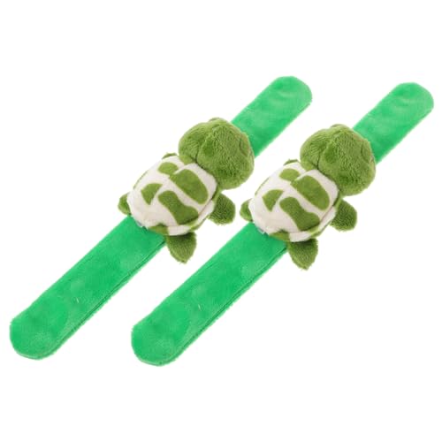 Toyvian 2St Schildkröten-Sprengring kinderparty mitgebsel animal toys plushible snugible Plüsch-Schildkröten-Armband ausgestopfte Tier-Slap-Bands Slap-Bands für Partys Partygeschenke Green von Toyvian