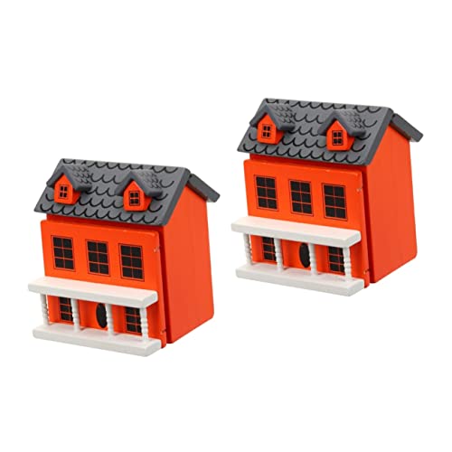 Toyvian 2st 3D-holzhaus Aus Pappmaché Ornament Handwerk Mini-hausstatue Putz Häuser Kleines Holzbausatz Sylvanian-Familie Modell Holzhaus Holzdekor Hölzern Miniatur Puppe Spielen von Toyvian