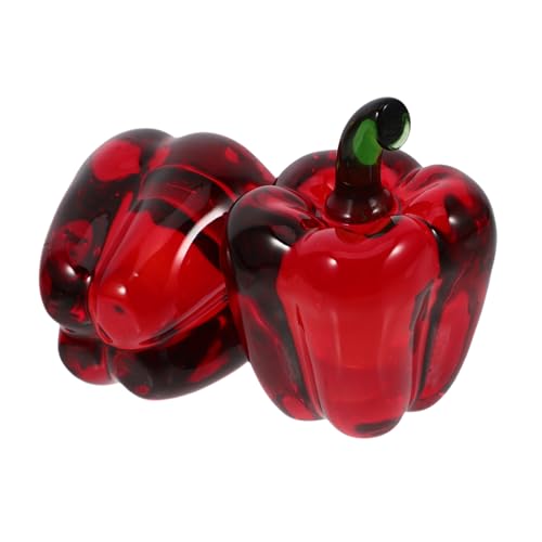 Toyvian 2 Stücke Glas Chili Ornament Home Tischdekoration Elegante Paprika Statue Rote Desktop- für Büro Wohnzimmer von Toyvian