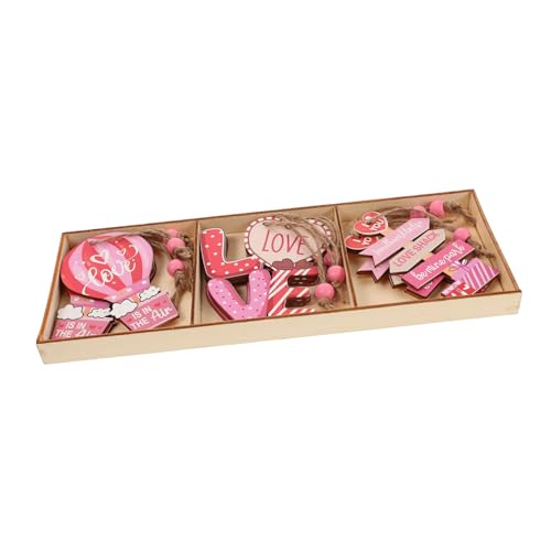 Toyvian 3 Boxen Valentinstag Holzanhänger Rosa Heimdekoration Retro Vintage Ornamente Dekorationen Rosa Valentinstag Baum Hängendes Herz Ornament Buchstaben von Toyvian