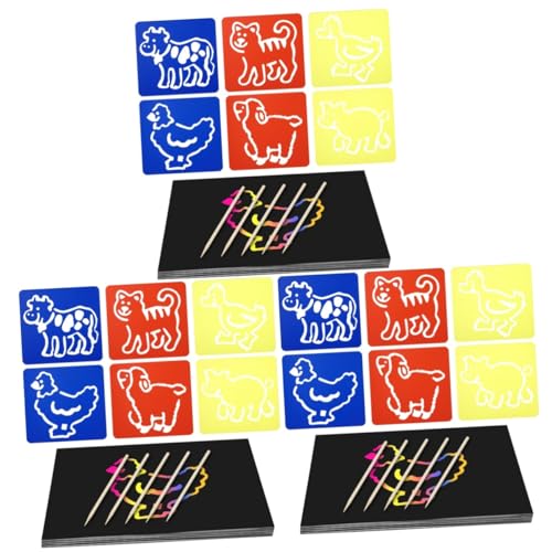 Toyvian 3 Sets Farbiges Kratzmalerei Zeichenpapier Pastellpapier Malen Nach Kratzfolie Krepppapier Regenbogen Kratzpapier Kunstset Seidenpapier Spielzeugzeichnung Kratzpapier Holz von Toyvian