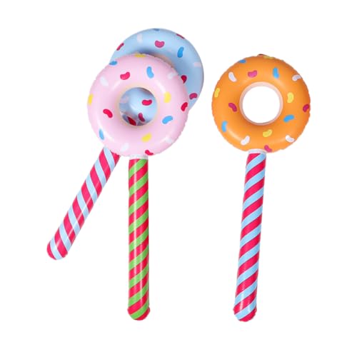 Toyvian 3 Stk Aufblasbares Donut- Donut-schlauchboote Donut-luftballons Donut Aufblasbar Zubehör Für Poolpartys Donut-lutscher-luftballons Donut-sticks Aufblasbare Donuts Pvc von Toyvian