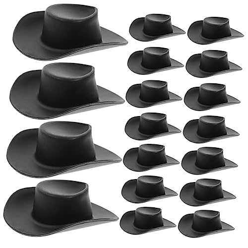 Toyvian 30St Mini-Cowboyhut Hüte für Frauen Hüte Masse Mini-Zylinder Kuhmädchenhüte Hut Frauen kinderspielzeuge Puppenhut Puppenhüte zum Verschenken Puppenhüte für Partys Plastik Black von Toyvian