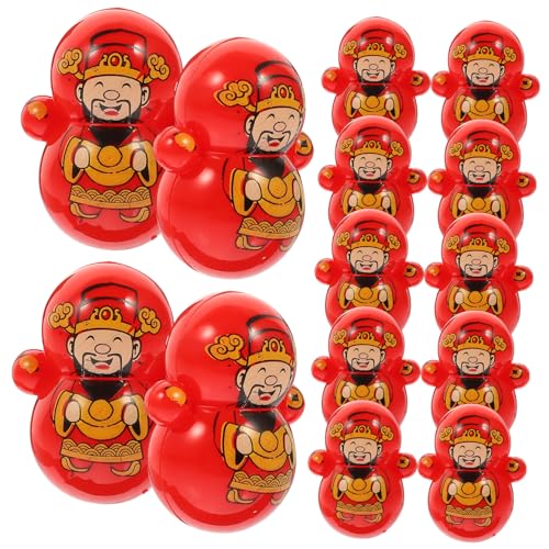 Toyvian 30St des Reichtumsbechers Schatz Fortune God Tumbler Sanduhr Monster glücklich Tierkreis Cartoon- Wackelspielzeug Kinderbecher Glücksgott Plastik rot von Toyvian