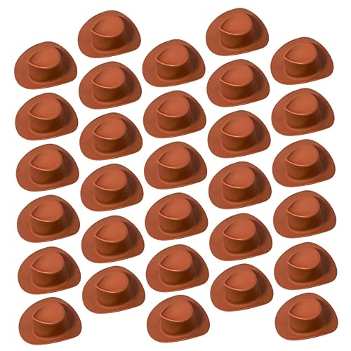 Toyvian 30st Cowboy-Hut Mini-Strohhut Rosafarbener Cowgirlhut Minihüte Zum Basteln Mini-Sombrero Kuchen Hut Dekor Cupcake-Topper-mütze Mexikanischer Sombrero Mini-puppenhüte Plastik von Toyvian