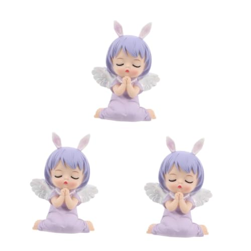 Toyvian 3St Annie Kuchendekoration Spielzeug für Kinder Prinzessin Kuchendeckel Feenfiguren kinder geburtstagsdeko kindergeburtstags dekoration Engel-Ornament Desktop- Vinyl Lavender von Toyvian