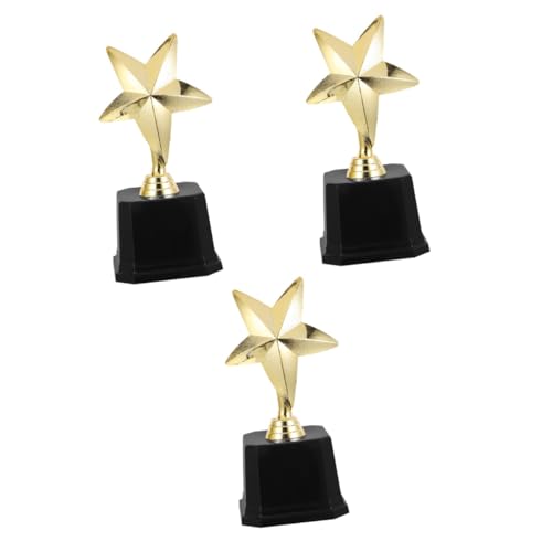 Toyvian 3St Sterne-Trophäe Siegertrophäe Tischdekoration Partydekoration Stern Trophäe Mini-Preispokal Gold-Star-Trophäe Trophäe aus Kunststoff Plastiktrophäen für Wettbewerbe Abs Golden von Toyvian