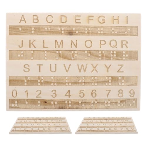 Toyvian 3St Tafel mit Braille-Alphabet Braille-Lerntafel Braille-Nummerntafel Braille-Werkzeug Braille-Buchstabentafel aus Holz Zeichenbrett aus Holz Braille-Alphabet aus Holz hölzern von Toyvian