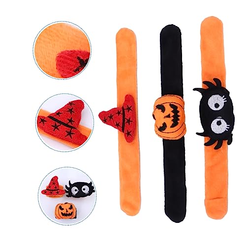 Toyvian 3st Halloween-ring Kürbis-slap-armbänder Bonbon-armbänder Fledermaus Licht Fledermauslichter Pailletten-armband Schnapparmband Für Kinder Leuchtendes Armband Schlagband Seidentuch von Toyvian