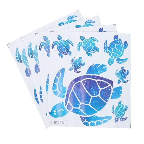 Toyvian 4 Blätter Wandaufkleber Schildkröte Wandtattoo Meeresschildkröte-aufkleber Reizender Meeresschildkrötenaufkleber Dekorativer Schildkrötenaufkleber Wandtattoo Schildkröte Blue Pvc von Toyvian