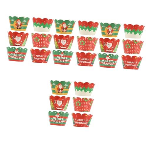 Toyvian 4 Sätze Weihnachtsdekorationsrand Muffinförmchen Dekorationen Essbar Weihnachtsparty Accessoires Weihnachtsbacken Zubehör Party-cupcake- Weihnachtsdessert-zubehör 6 Stück * 4 von Toyvian