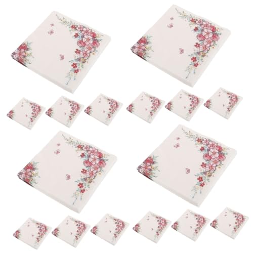 Toyvian 4 Stück 4 Papierserviette party accessoires geburtstagsservietten Servietten für Blumenpartys Gästeservietten mit Blumenmuster Serviette für die Party Servietten für den Haushalt von Toyvian