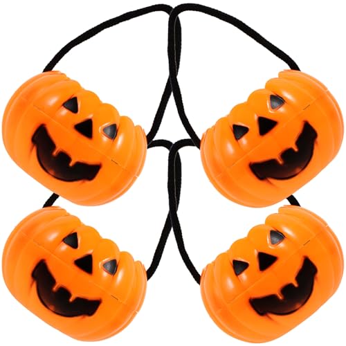 Toyvian 4 Stück Abnehmbarer Kürbiseimer Glühen Halloween-laterneneimer Kürbisse Beute Bonbonkorb Snacks Süßigkeitentüten Pool-solarleuchten Füllstoffe Deckel Kürbiskorb Plastik Orange von Toyvian