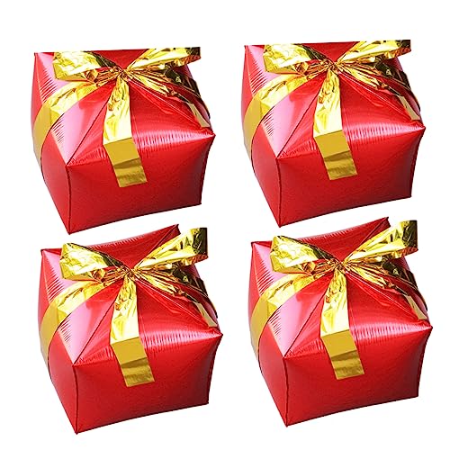 Toyvian 4 Stück Geschenkbox Ballon Geformter Ballon Weihnachtsballon Ballon Zum Aufdecken Des Geschlechts Ballonständer-set Für Den Boden Herz Luftballons Folienballons Aluminiumfolie Rot von Toyvian