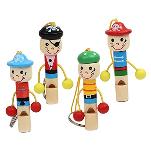 Toyvian 4 Stück Pfeife Kinder Krachmacher Spielzeug Für Hinweisgeber Mini-vogelfigur Werkzeugspielzeug Kinderspielzeug Mini-schlüsselanhänger Mini-Spielzeug Hölzern Dekorationen Pirat Baby von Toyvian