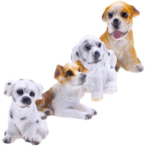 Toyvian 4 Stück Simulationshund home decor wohnungsdeko Die Hundestatue Niedliche Tierfiguren Kinderspielzeug Cupcake-Topper mit Hund Welpenspielzeug für kleine Tierfiguren Harz von Toyvian