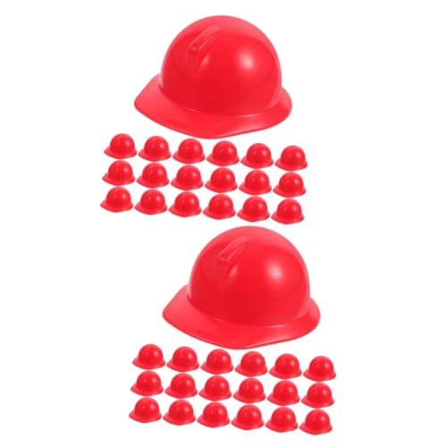 Toyvian 40 Stk Spielzeughelm Puppenhüte Miniaturpuppenhelme Puppenbaumütze Puppenkleidung Accessoires Puppenkopfschutz Mini-Puppen-Schutzhelm Schutzhelme für Plastikpuppen Abs rot von Toyvian