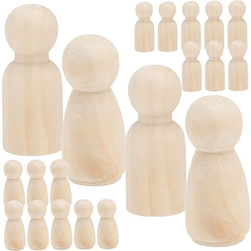 Toyvian 48st Männliche Und Weibliche Marionetten Peg-puppenkörper Holzpuppen Handgemaltes Kunsthandwerk Unfertige Holzfigur Formt Figuren Kuchen Topper Holzfarbe Lotusbaum Kind von Toyvian